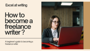 A woman working on a laptop as a freelance writer.