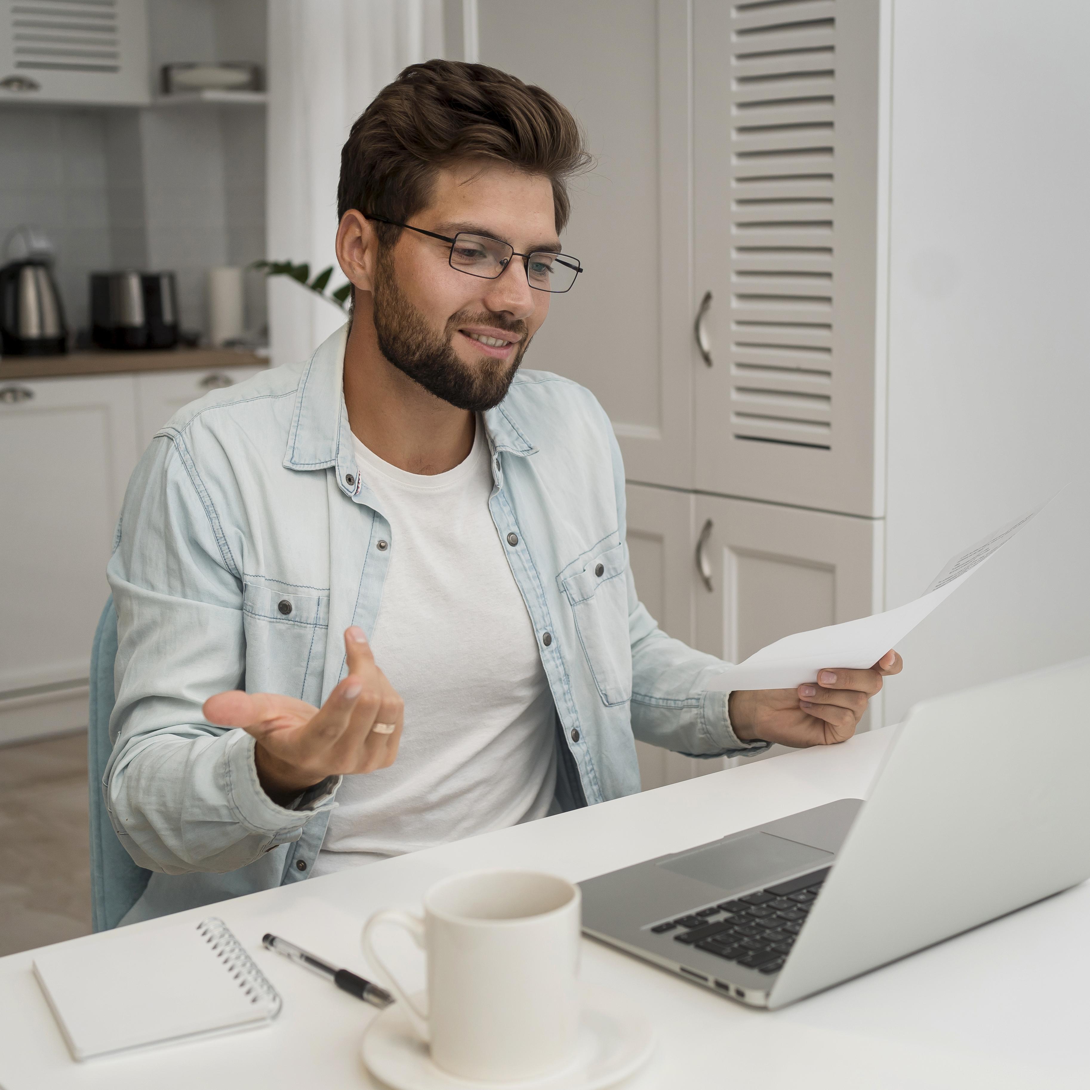 A remote freelancer communicating with his client.